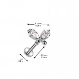 Piercing micro labret gris beau papillon strass transparents (174)
