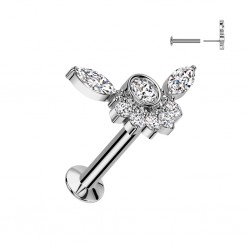 Piercing micro labret gris strass transparents style ange (175)