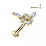 Piercing micro labret jaune strass transparents style ange (175)