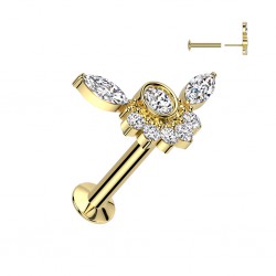 Piercing micro labret jaune strass transparents style ange (175)