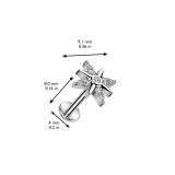 Piercing micro labret gris belle étoile strass transparents (176)