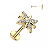 Piercing micro labret jaune belle étoile strass transparents (176)