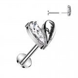 Piercing micro labret gris cœur avec le mot chance (177)