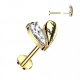 Piercing micro labret jaune cœur avec le mot chance (177)