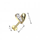Piercing micro labret jaune cœur avec le mot chance (177)