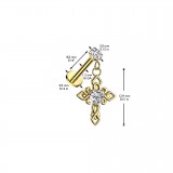 Piercing micro labret jaune croix pendante (178)