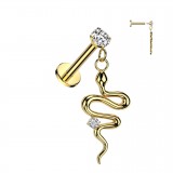 Piercing micro labret jaune serpent pendante (179)