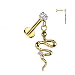 Piercing micro labret jaune serpent pendante (179)