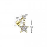 Piercing micro labret jaune étoile pendante multiples strass (182)