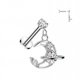Piercing micro labret gris lune pendante strass (183)