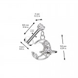 Piercing micro labret gris lune pendante strass (183)