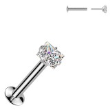 Piercing micro labret gris carré cristal transparent (187)