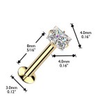 Piercing micro labret jaune carré cristal transparent (187)