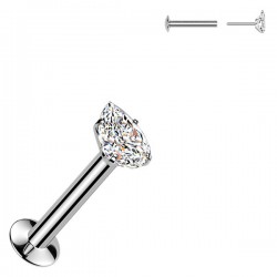 Piercing micro labret gris goutte cristal transparent (188)