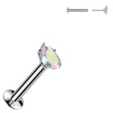 Piercing micro labret gris goutte cristal aurora (188)