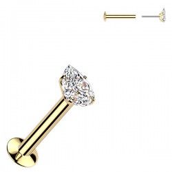 Piercing micro labret jaune goutte cristal transparent (188)