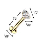 Piercing micro labret jaune goutte cristal transparent (188)