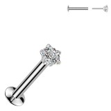 Piercing micro labret gris étoile cristal transparent (189)