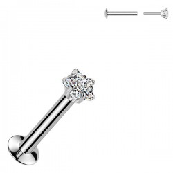 Piercing micro labret gris étoile cristal transparent (189)