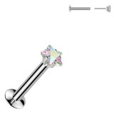 Piercing micro labret gris étoile cristal aurora (189)