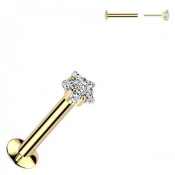Piercing micro labret jaune étoile cristal transparent (189)