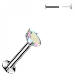 Piercing micro labret gris goutte cristal aurora (190)