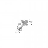 Piercing micro labret gris papillon multiples cristaux transparents (191)