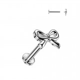 Piercing micro labret gris nœud papillon (193)