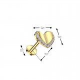 Piercing micro labret jaune beau cœur strass transparents (197)