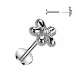 Piercing micro labret gris petite fleur (197)