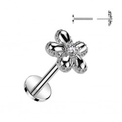 Piercing micro labret gris petite fleur (198)