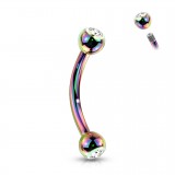 Piercing arcade rainbow en titane strass transparent (121)