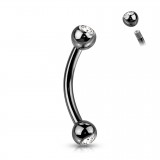 Piercing arcade noir en titane strass transparent (121)