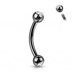 Piercing arcade noir en titane strass transparent (121)