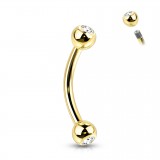 Piercing arcade jaune en titane strass transparent (121)