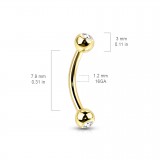 Piercing arcade jaune en titane strass transparent (121)