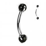 Piercing arcade en titane boules en onyx noire (122)
