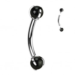 Piercing arcade en titane boules en onyx noire (122)