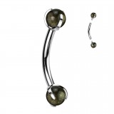 Piercing arcade en titane boules en obsidienne (122)