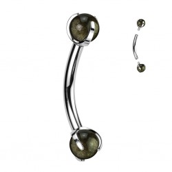 Piercing arcade en titane boules en obsidienne (122)