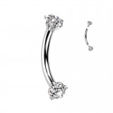 Piercing arcade en titane gris cristal étoile transparent (123)
