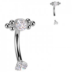 Piercing arcade en titane gris cristal rond et petites billes (124)