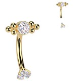 Piercing arcade en titane jaune cristal rond et petites billes (124)