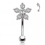 Piercing arcade belle fleur strass transparents (125)