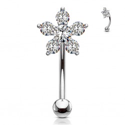 Piercing arcade belle fleur strass transparents (125)