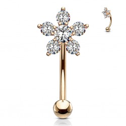Piercing arcade rose belle fleur strass transparents (125)