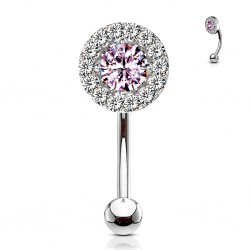 Piercing arcade cercle rose strass transparents (126)