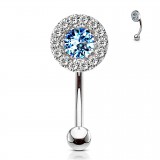 Piercing arcade cercle bleu-clair strass transparents (126)