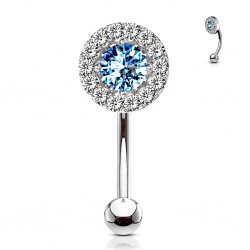 Piercing arcade cercle bleu-clair strass transparents (126)