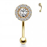 Piercing arcade cercle rose strass transparents (126)